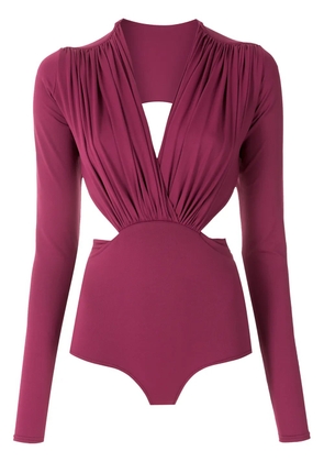 Amir Slama draped details bodysuit - Red