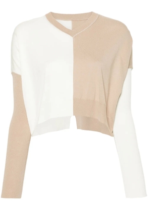 MM6 Maison Margiela colour-block cropped jumper - White