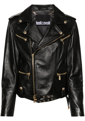 Just Cavalli zip-up leather jacket - Black