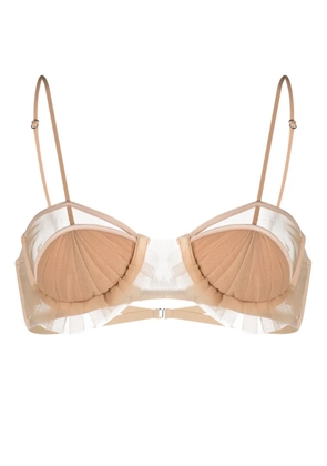Nensi Dojaka panelled semi-sheer bra - Neutrals