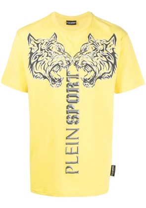 Plein Sport crew neck tiger-print T-shirt - Yellow