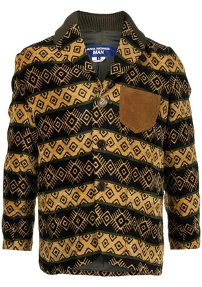 Junya Watanabe MAN geometric-pattern shawl-lapel jacket - Brown