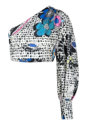 Amir Slama graphic-print one-shoulder top - Black