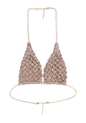 Hibourama x MVP Wardrobe Diamond woven-design top - Gold