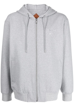MCM Essential logo-embroidered zip-up hoodie - Grey
