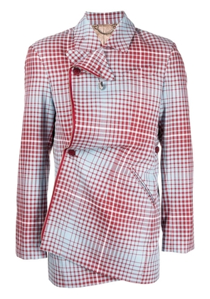 Charles Jeffrey Loverboy checked single-breasted jacket - Blue