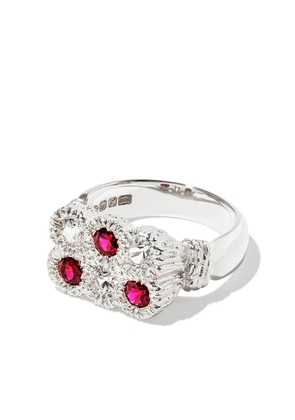 Bleue Burnham sterling silver Flowers Grow Together sapphire signet ring