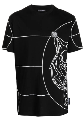 Plein Sport logo tiger-print T-shirt - Black