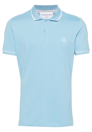 Calvin Klein Jeans logo-embroidered piqué polo shirt - Blue