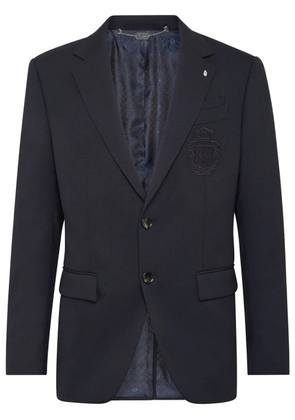 Billionaire logo-patch single-breasted blazer - Blue