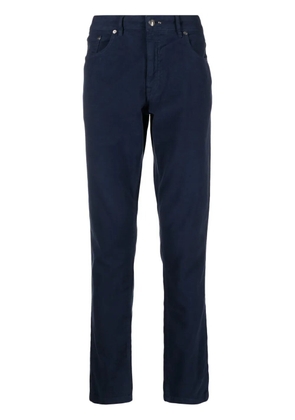 Hackett Moleskin logo-patch straight-leg cotton trousers - Blue