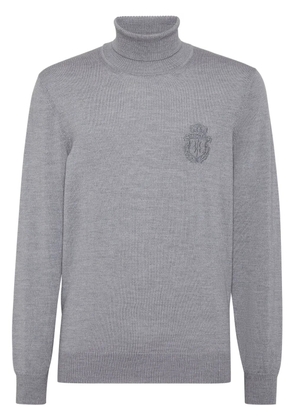 Billionaire monogram-embroidered knitted tutleneck - Grey