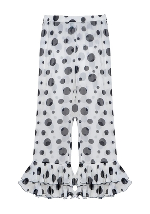 Sleeper polka-dot ruffled trousers - White