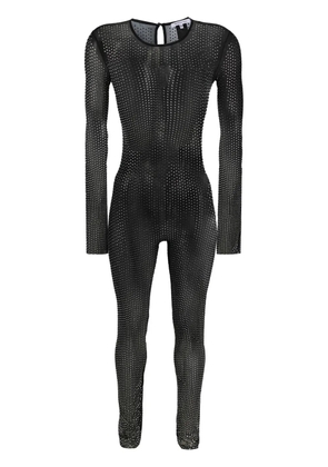 Patrizia Pepe sheer crystal-embellished jumpsuit - Black