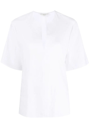 Vince split-neck short-sleeved blouse - White