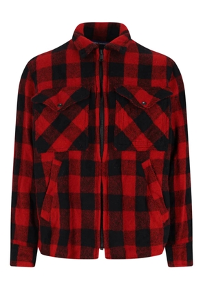 Junya Watanabe MAN checked-pattern zip-up shirt jacket - Red