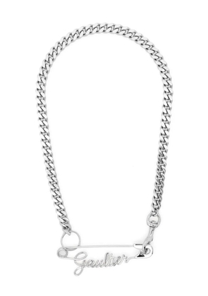 Jean Paul Gaultier logo-plaque curb-chain necklace - Silver
