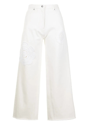 Goen.J crochet-detail wide-leg jeans - White