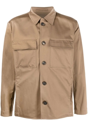 Lardini long-sleeve stretch-cotton shirt - Brown