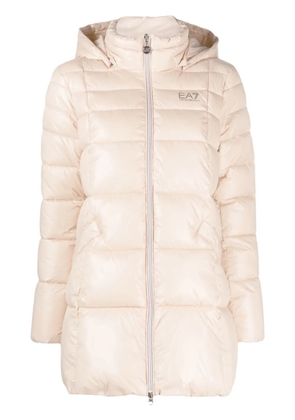 Ea7 Emporio Armani logo-print hooded padded jacket - Neutrals