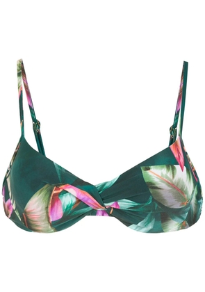 Lygia & Nanny Fiji leaf-print bikini top - Green