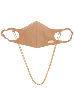 0711 logo-plaque cotton face mask - Brown