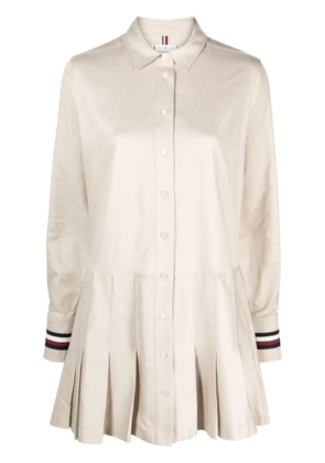 Tommy Hilfiger logo-plaque pleated dress - Neutrals
