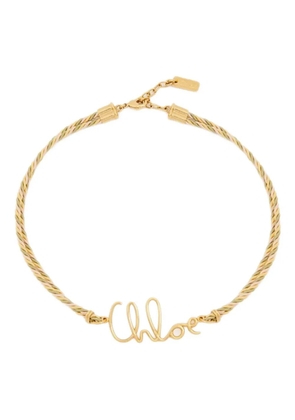 Chloé Plage braided-cord logo necklace - Neutrals