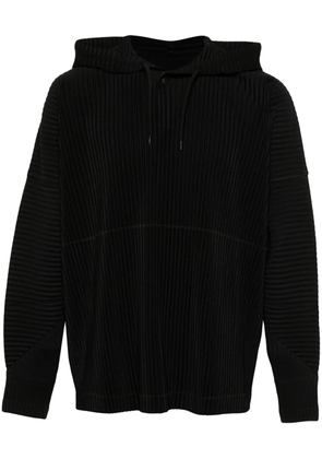 Homme Plissé Issey Miyake pleated drawstring hoodie - Black