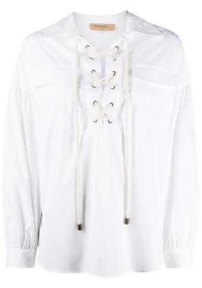 TWINSET lace-up loose-fit blouse - White
