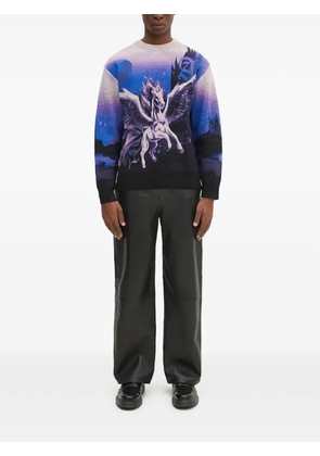 Aries pegasus-print crew-neck sweater - Purple