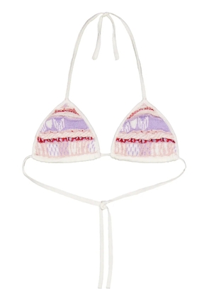 Laneus intarsia-logo jacquard bikini top - Purple