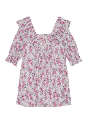 GANNI pleated ruffled dress - White