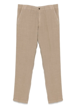 Corneliani linen tapered-leg trousers - Brown