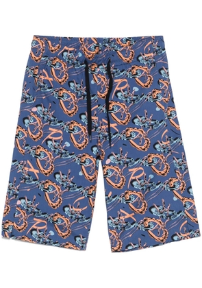 A.P.C. abstract-print deck shorts - Blue