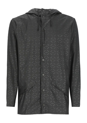 Rains logo-pattern hooded jacket - Black