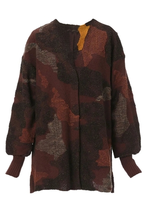 Mame Kurogouchi pile jacquard knitted cardigan - Brown