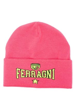 Chiara Ferragni intarsia-knit logo beanie - Pink