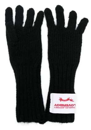 Charles Jeffrey Loverboy logo-patch knitted gloves - Black