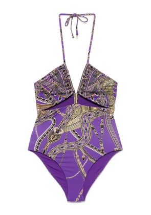Camilla Cut Out Halter one-pieces - Purple