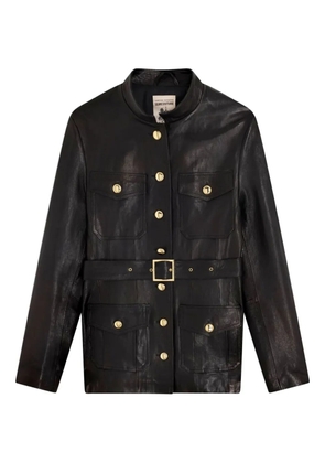 Semicouture belted leather jacket - Black