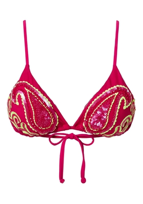 TWINSET sequin-embellished triangle bikini top - Pink