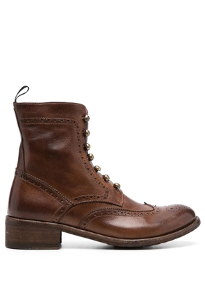 Officine Creative perforated-detail leather boots - Brown