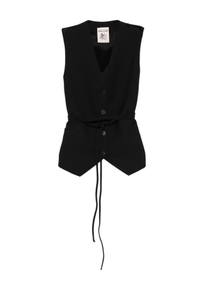 Semicouture button-fastening tie-waist gilet - Black