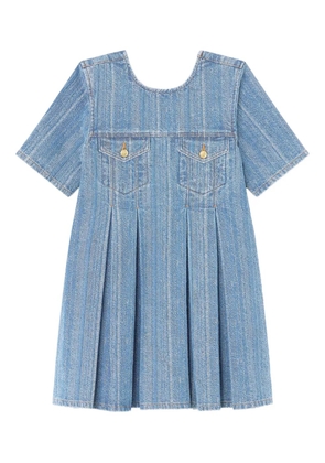 GANNI pleated denim dress - Blue
