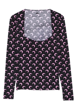 Marine Serre long-sleeved patterned top - Black