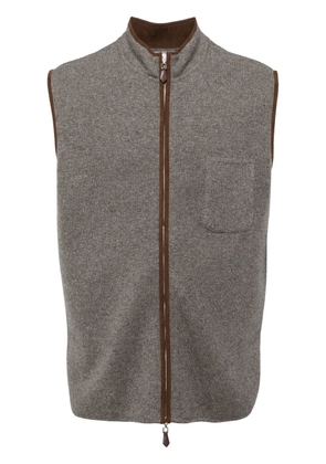 N.Peal Shaftsbury suede trim gilet - Grey