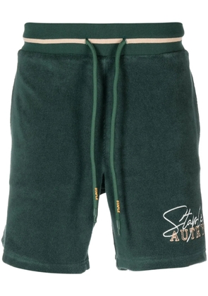 Autry logo-embroidered cotton-blend track shorts - Green