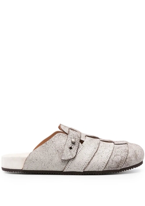 Buttero round-toe leather slippers - Neutrals