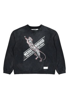 Neighborhood tiger-graphic faded-effect sweatshirt - Black